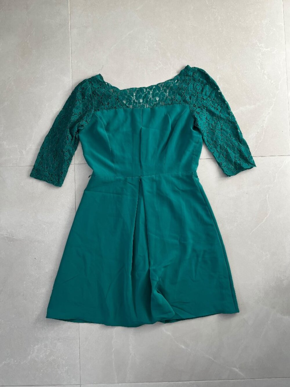 Jessica Simpson Emerald Green Lace Yoke 3/4 Sleeve A-Line Dress (Size 6)